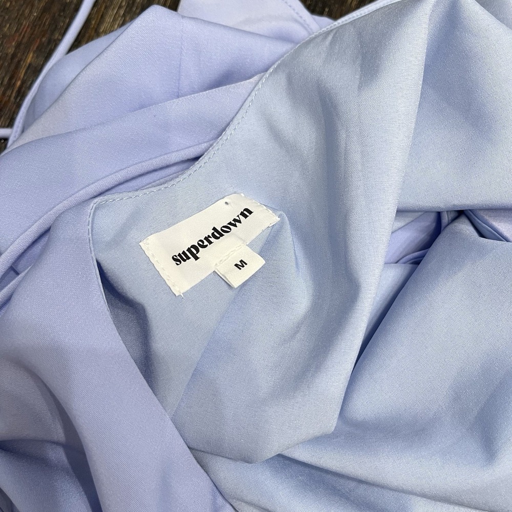 Superdown Blue Wrap Mini Dress Spaghetti Strap Medium - Picture 6 of 6